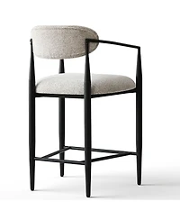 Maison Boucle Set of 3 Modern Chenille Counter Height Bar Stools with Arms