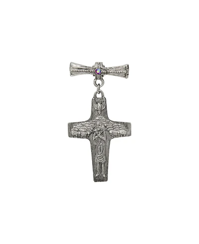 Symbols of Faith Pewter Tone Siam Red Stone Pope Francis Cross Pin