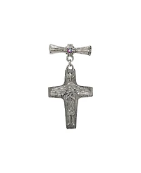 Symbols of Faith Pewter Tone Siam Red Stone Pope Francis Cross Pin