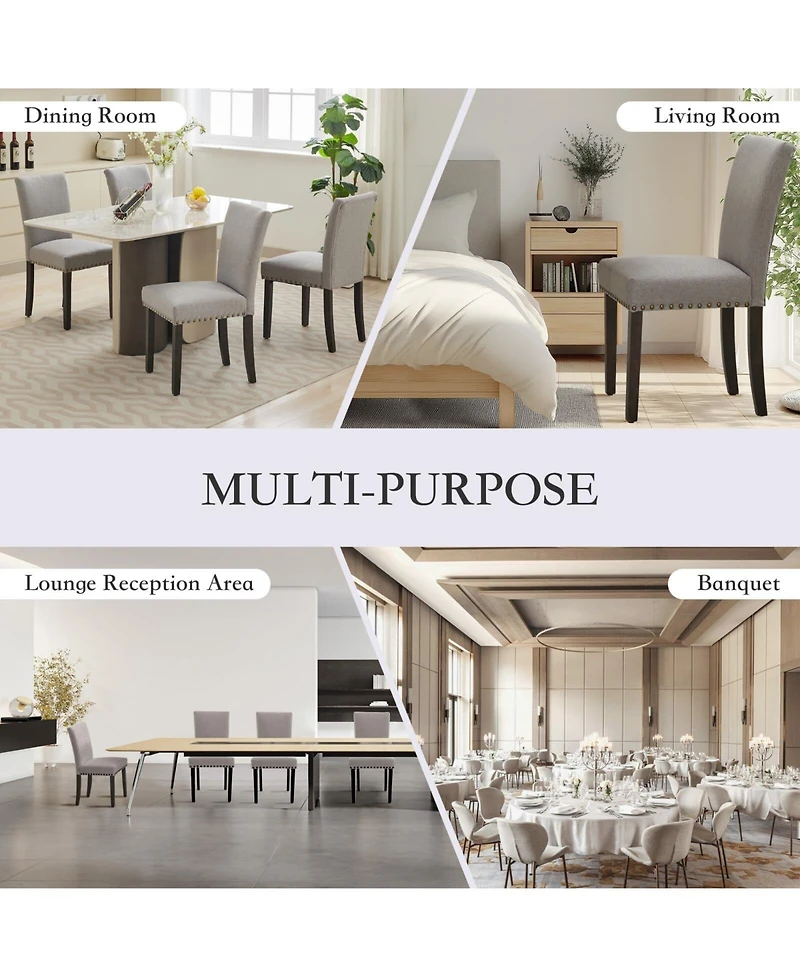 gaomon Upholstered Dining Chairs Set of 2, Fabric Parsons Dining Room Chairs with Nailhead Trim