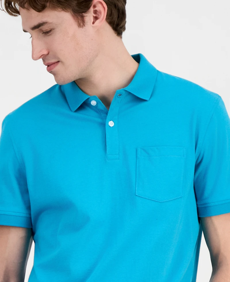 Club Room Men's Solid Jersey Polo with Pocket, Created for Macy's