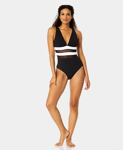 Anne Cole Women's Plunge Front V-Neck One-Piece Swimsuit
