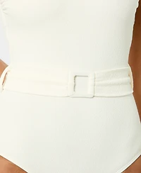 Anne Cole Women's Belted Bandeau Neck Strapless One-Piece Swimsuit