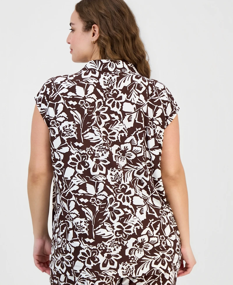 Anne Klein Essentials Plus Cap-Sleeve Blouse
