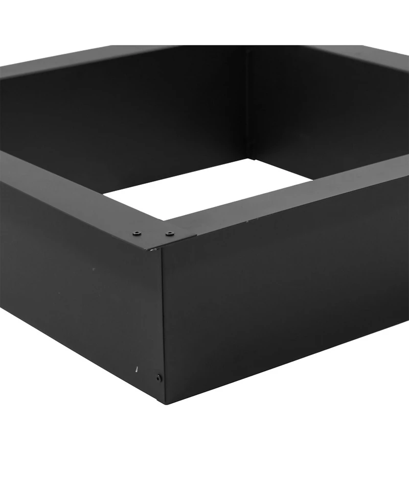 Outdoor Heavy-Duty Steel Portable Above Ground or In-Ground Square Fire Pit Liner Ring - Black