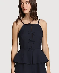 Avec Les Filles Women's Bow Vest Twofer Square Neck Jumpsuit