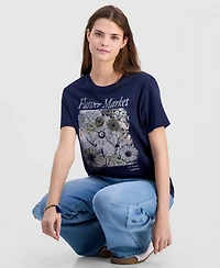 Love Tribe Juniors' Flower Market Crewneck Tee