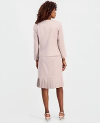 Kasper Womens Collarless Open Front Jacket Pleated Hem Pencil Skirt