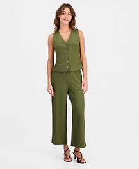 Bar Iii Womens Textured Knit Vest Textured Knit Pull On Pants Macys Exclusive