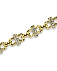Macy's 1 5/8 ct. t. w. Glass Stone Pave Bars Between Polish Links Bracelet, Created for Macy's