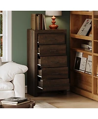 Famapy 5-Drawer Tall Dresser for Bedroom, Wooden Chest of Drawers with Deep Storage for Living Room