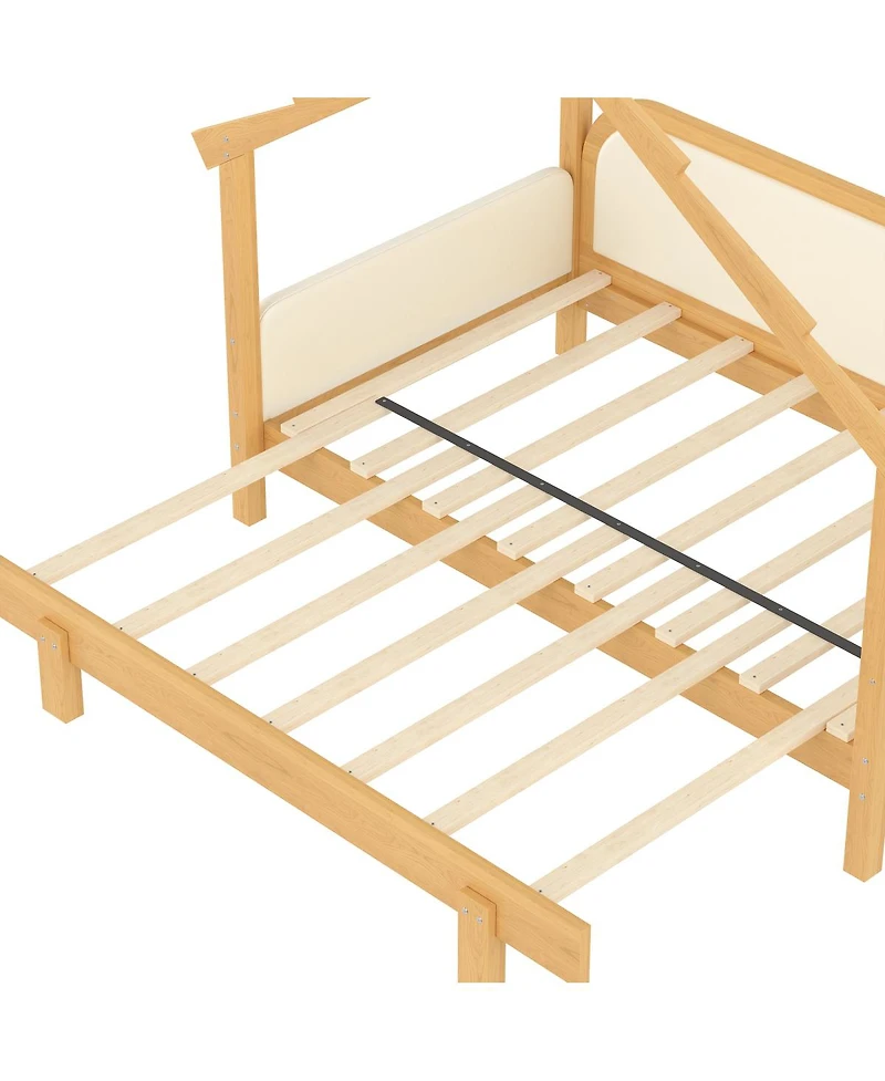 Streamdale Furniture Streamdale Twin Size Wood Treehouse Bed with Soft Cushion Rails