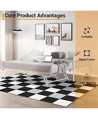 gaomon Twin Metal Daybed with Foldable Trundle, Space-Saving Sofa Bed with Heavy-Duty Steel Slats