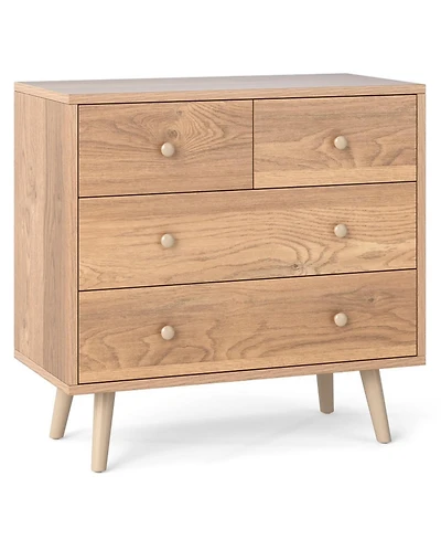 Gouun Wide 4-Drawer Wooden Dresser for Bedroom