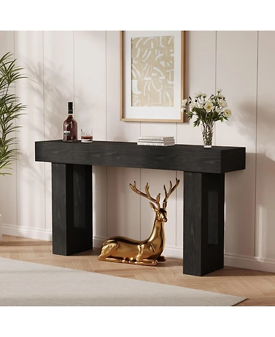 gaomon 63" Rustic Rectangular Farmhouse Wooden Console Sofa Table, for Living Room, Hallway and Entryway