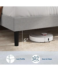gaomon Queen Corduroy Upholstered Usb Charging Station Storage Headboard Platform Bed Frame