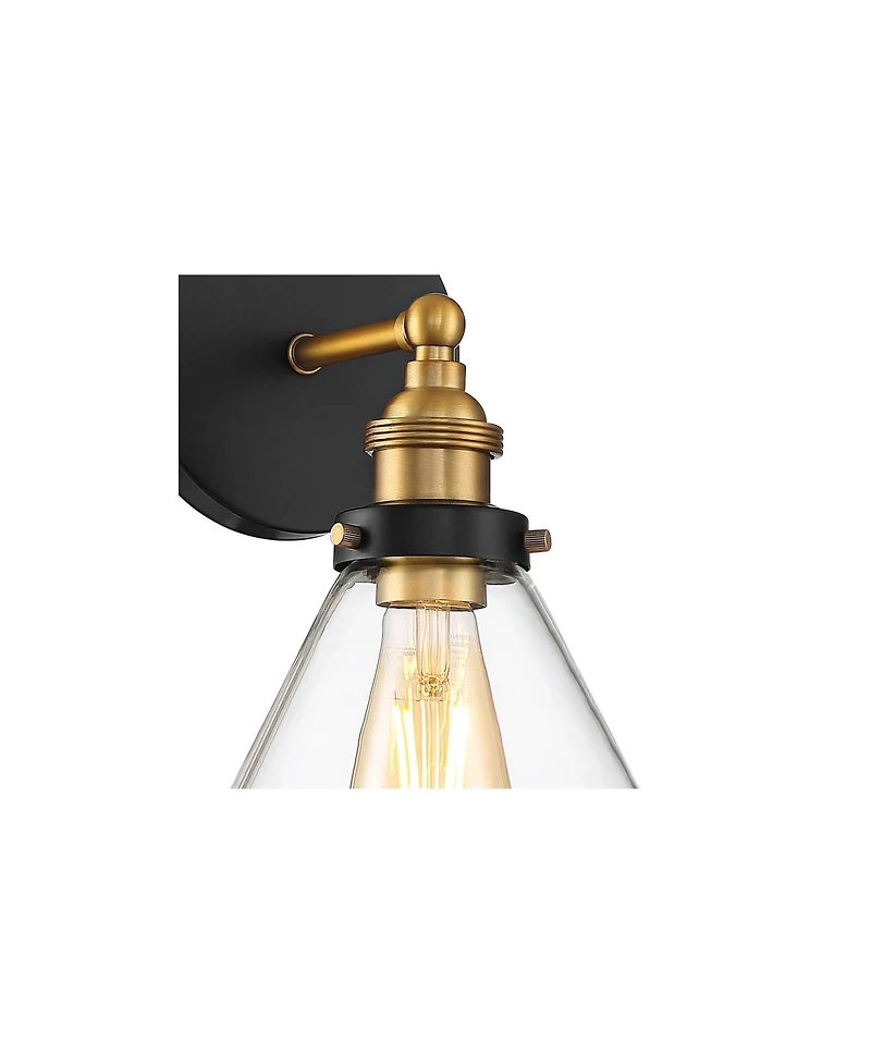 360 Lighting Burke Industrial Modern Wall Light Sconce Warm Brass Hardwire 7 1/4" Fixture Led Clear Glass for Bedroom Bathroom Vanity Reading