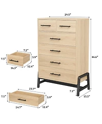 gaomon 6 Dresser for Bedroom, Freestanding 46.6 in Tall Drawer Dresser with Storage, Wooden Closet Storage Chest for Living Room, Bedroom
