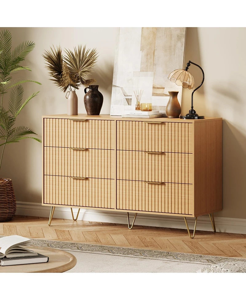 gaomon Fluted 6 Dresser Drawers for Bedroom