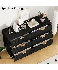 gaomon 6-Drawer Fluted Dresser, 47" Wide Modern Wooden Double Chest for Hallway
