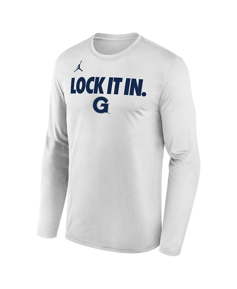 Jordan Men's White Georgetown Hoyas 2026 On-Court Bench Long Sleeve T-Shirt