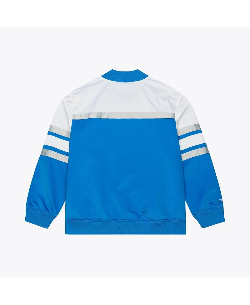 Mitchell & Ness Men's Blue Detroit Lions Head Coach Lightweight Full-Snap Satin Jacket
