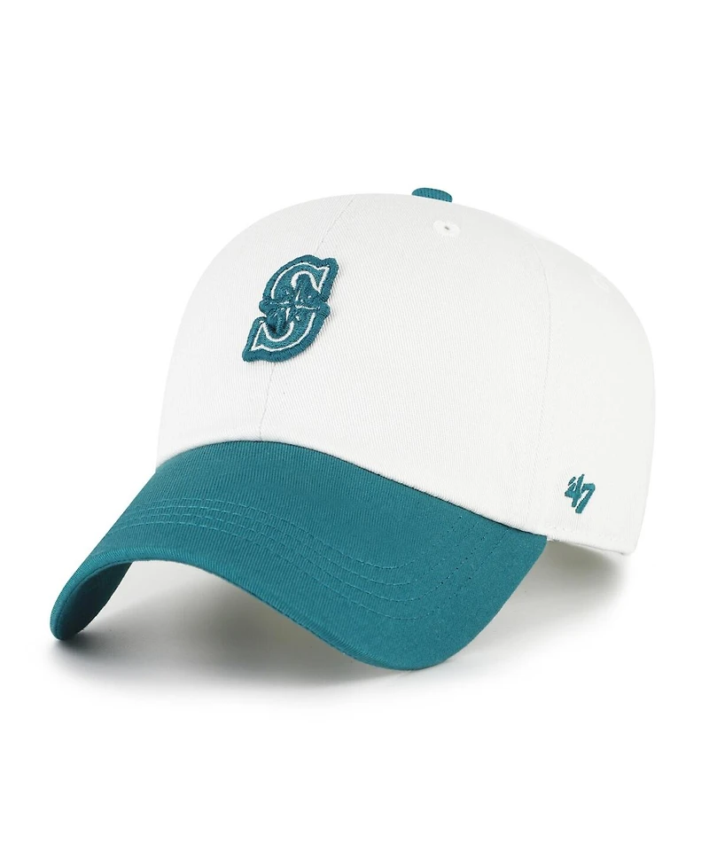 '47 Brand Men's White/Teal Seattle Mariners Contemporary Tonal Clean Up Adjustable Hat