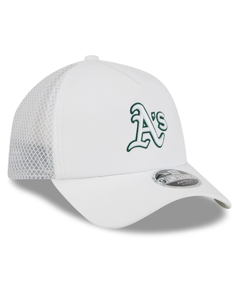 New Era Men's White Athletics 2026 Batting Practice Apex 9FORTY Adjustable Trucker Hat