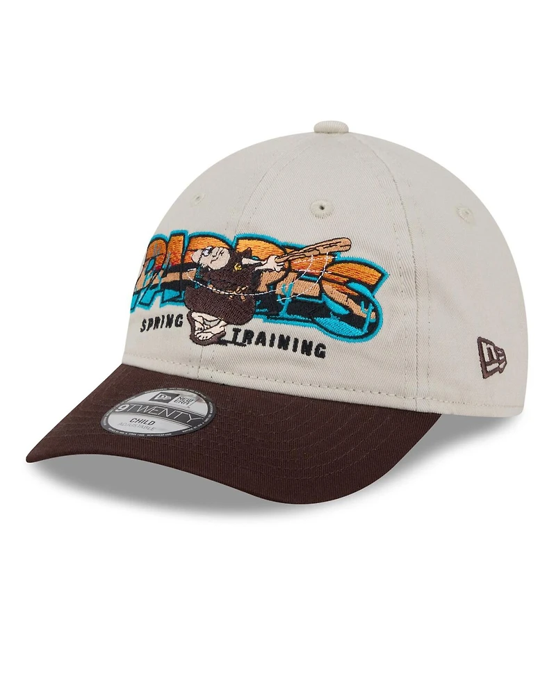 New Era Big Boys and Girls Stone/Brown San Diego Padres 2026 Spring Training Fan Pack Batter 9TWENTY Adjustable Hat
