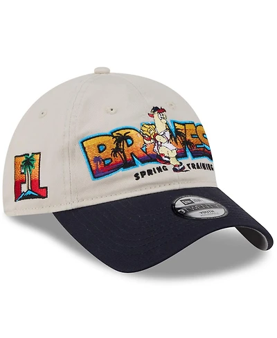 New Era Big Boys and Girls Stone/Navy Atlanta Braves 2026 Spring Training Fan Pack Batter 9TWENTY Adjustable Hat