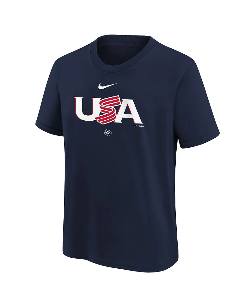 Nike Big Boys and Girls Navy Usa Baseball 2026 World Classic Country T-Shirt