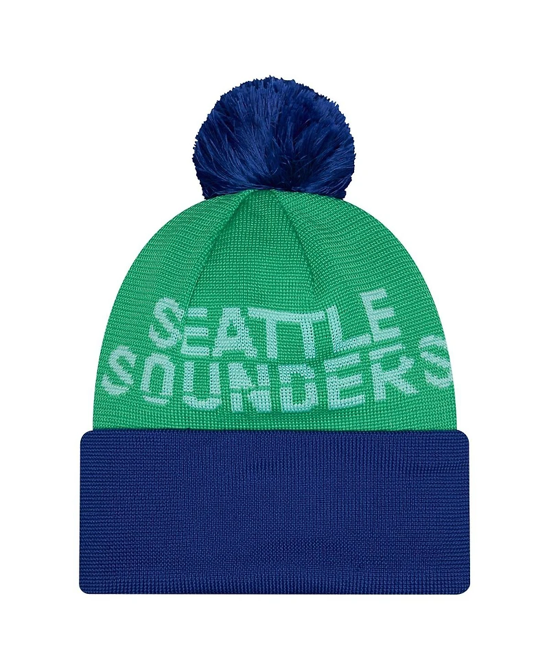 New Era Men's Green Seattle Sounders Fc 2026 Jersey Hook Cuffed Pom with Knit Hat