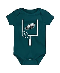 Outerstuff Baby Boys and Girls Philadelphia Eagles Littlest Player Three-Piece Bodysuit Set