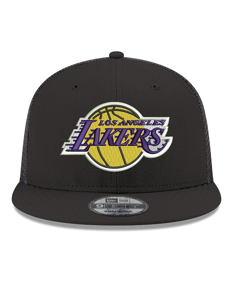 New Era Men's Black Los Angeles Lakers Core Logo Meshback 9FIFTY Snapback Hat