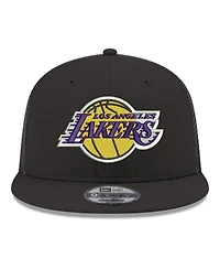 New Era Men's Black Los Angeles Lakers Core Logo Meshback 9FIFTY Snapback Hat