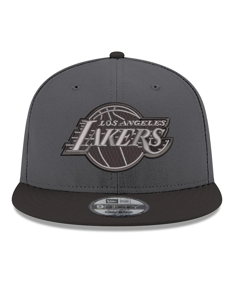 New Era Men's Gray/Black Los Angeles Lakers Logo 2-Tone 9FIFTY Snapback Hat