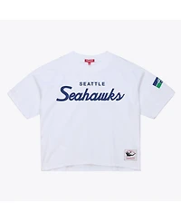 Mitchell & Ness Women's White Seattle Seahawks Head Coach Cropped T-Shirt