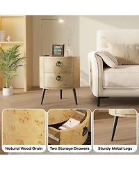 gaomon Round Side Table with Drawers (Bedside/Accent)