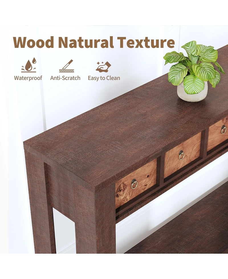 gaomon 54-Inch Farmhouse Wooden Console Table with 2 Drawers and Open Shelf, Entryway Table for Living Room, Hallway and Foyer