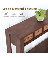 gaomon 54-Inch Farmhouse Wooden Console Table with 2 Drawers and Open Shelf, Entryway Table for Living Room, Hallway and Foyer