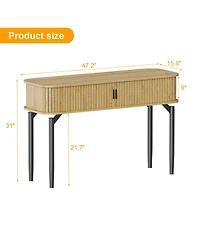 gaomon 47" Modern Wooden Fluted Console Table with Sliding Door and Storage, Sofa Table for Living Room