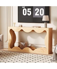 gaomon 63" Farmhouse Narrow Console Sofa Table with Scalloped Design and Storage, Entryway and Hallway Table