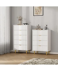 gaomon Fluted Dresser for Bedroom with Drawers, Tall Modern Chest of Drawers with Metal Handle, Wooden Closet Clothes Storage Organizer