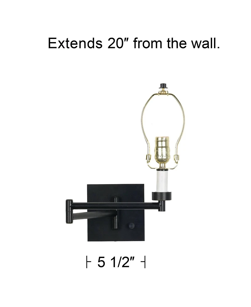Franklin Iron Works Modern Swing Arm Wall Lamp Base Plug-In Light Fixture for Bedroom Bedside Living Room Reading