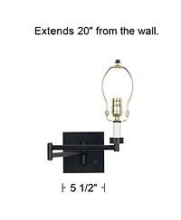 Franklin Iron Works Modern Swing Arm Wall Lamp Base Plug-In Light Fixture for Bedroom Bedside Living Room Reading