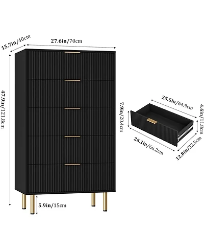 gaomon 5-Drawer Fluted Dresser