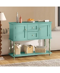 gaomon 42" Farmhouse Wooden Console Table with 2 Drawers, 2 Doors and Storage Shelf