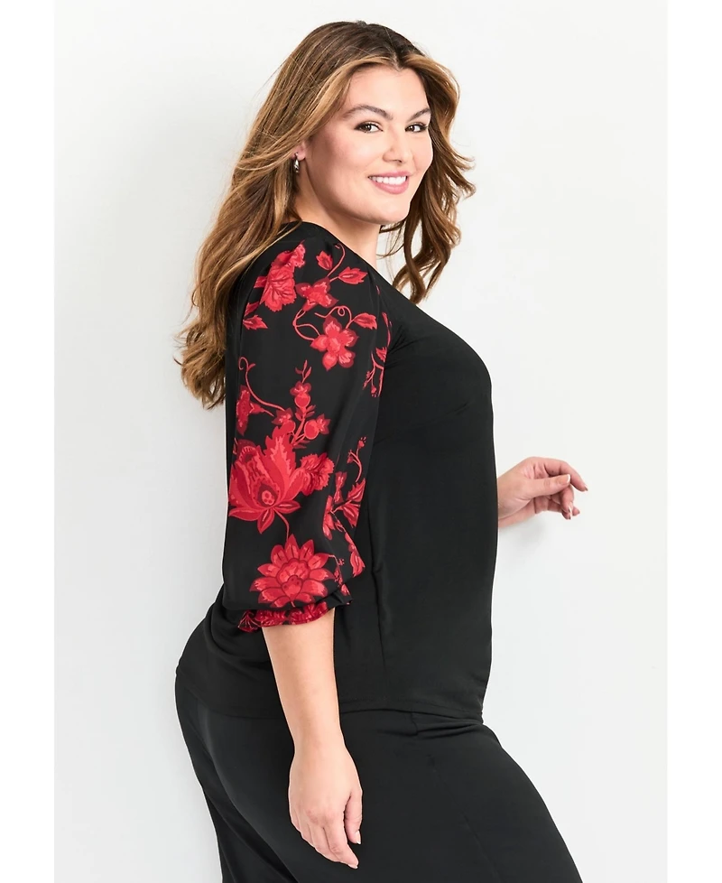 Avenue Plus Scarlet Mix Media Women's Top