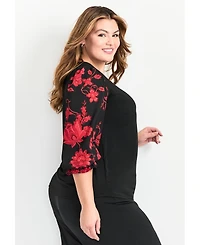 Avenue Plus Scarlet Mix Media Women's Top