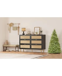 gaomon 6 Drawer Rattan Dresser for Bedroom